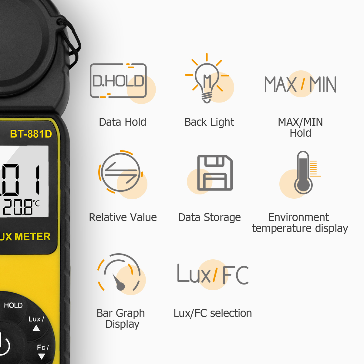 Photography Lighting Handheld - Dijital Lüks Metre 400.000 Lux El